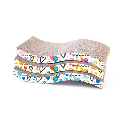 Leopet Scratcher, Placa de Zgariat „Onda” din Carton Ondulat, Forma in Valuri, 43cm