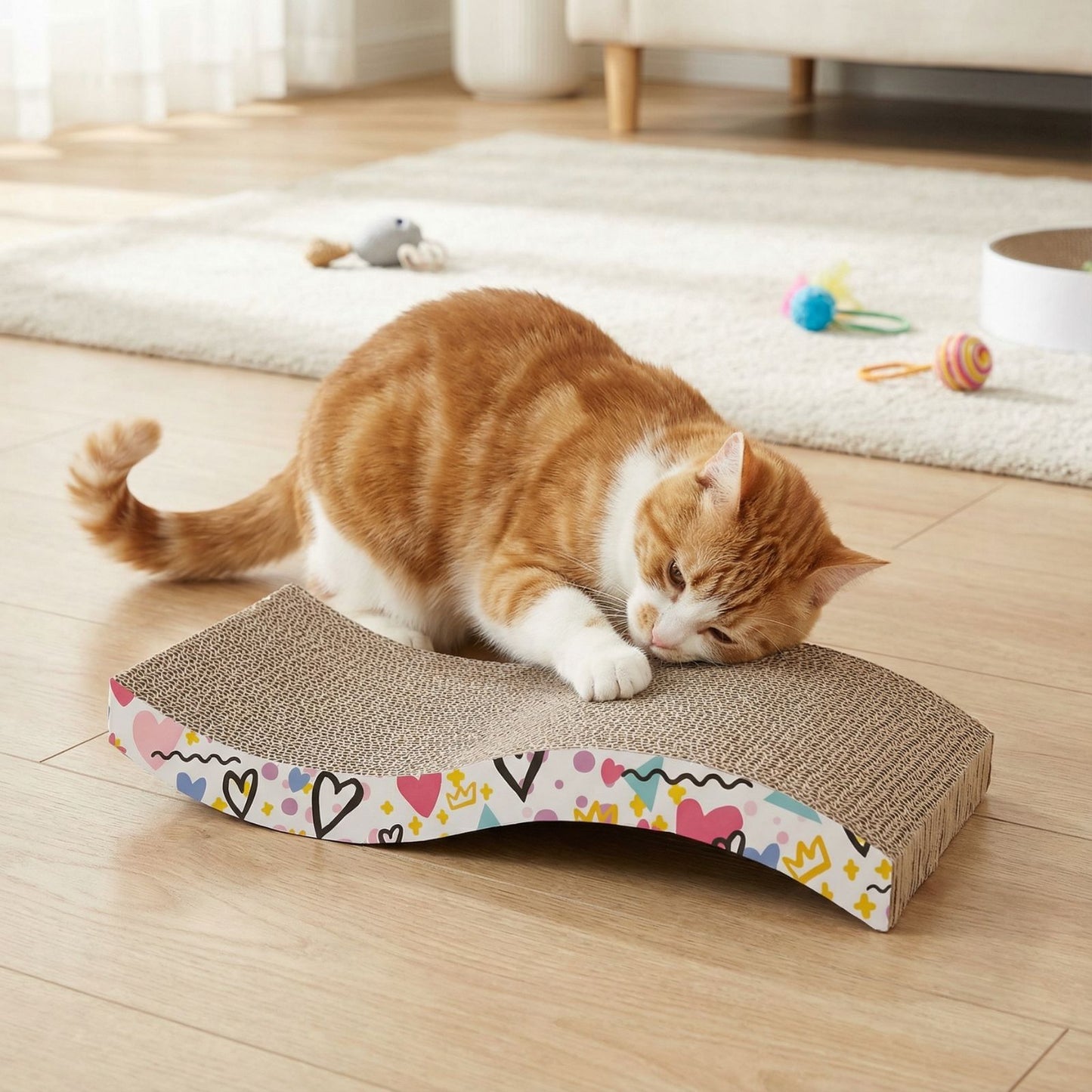 Leopet Scratcher, Placa de Zgariat „Onda” din Carton Ondulat, Forma in Valuri, 43cm