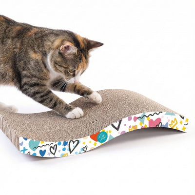Leopet Scratcher, Placa de Zgariat „Onda” din Carton Ondulat, Forma in Valuri, 43cm