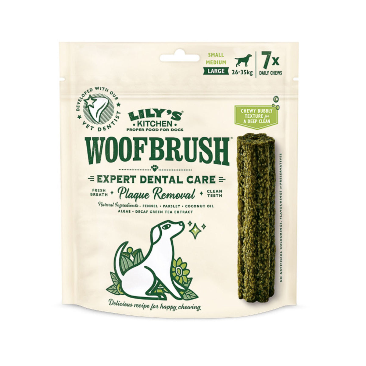 Lily's Kitchen Woofbrush, Batoane Dentare Naturale pentru Caini Talie Mare, Fara Cereale, 7 bucati / 329g