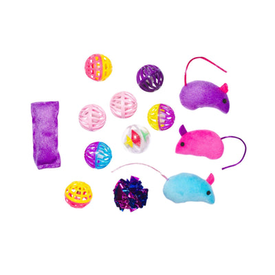 Pawise Mega Pack - Set 13 Jucarii Interactive pentru Pisici (Minge si Soricel)