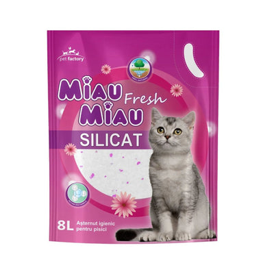 Miau Miau Silicat Fresh,  Așternut Igienic cu Parfum Floral, 8L