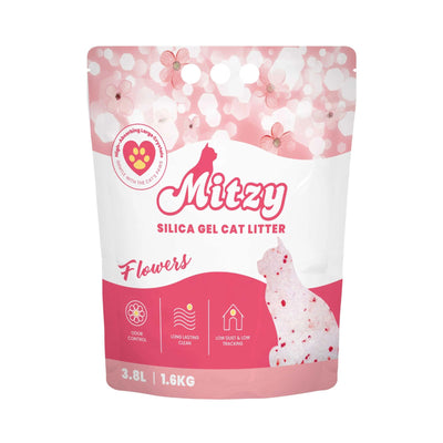 Mitzy Nisip Silicat Absorbant pentru Pisici, Parfum Floral, 3,8L / 1,6kg
