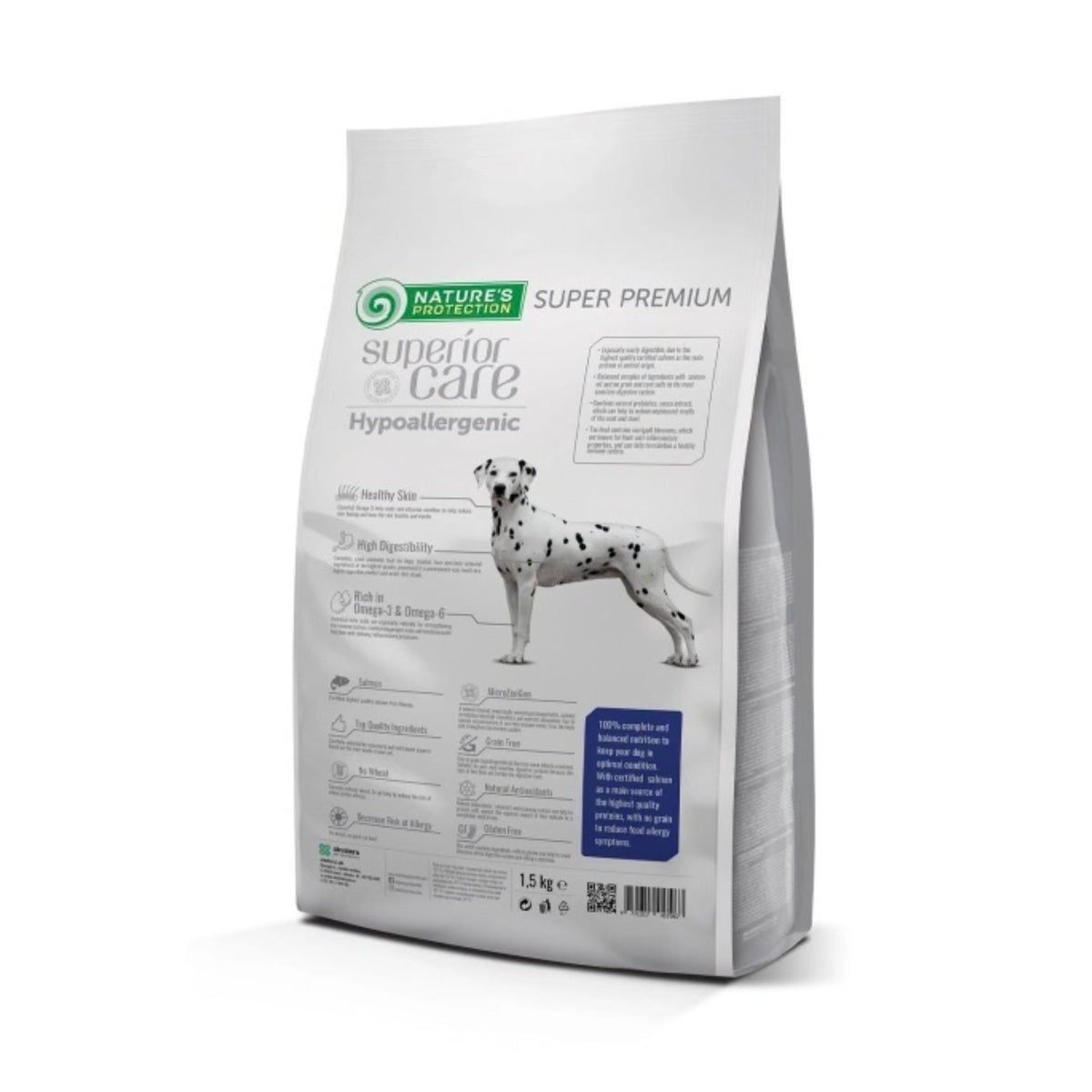 Nature's Protection Superior Care Hypoallergenic, Hrana Uscata pentru Caini Adult, Toate Rasele, cu Somon, Fara Cereale, 1.5kg / 10kg