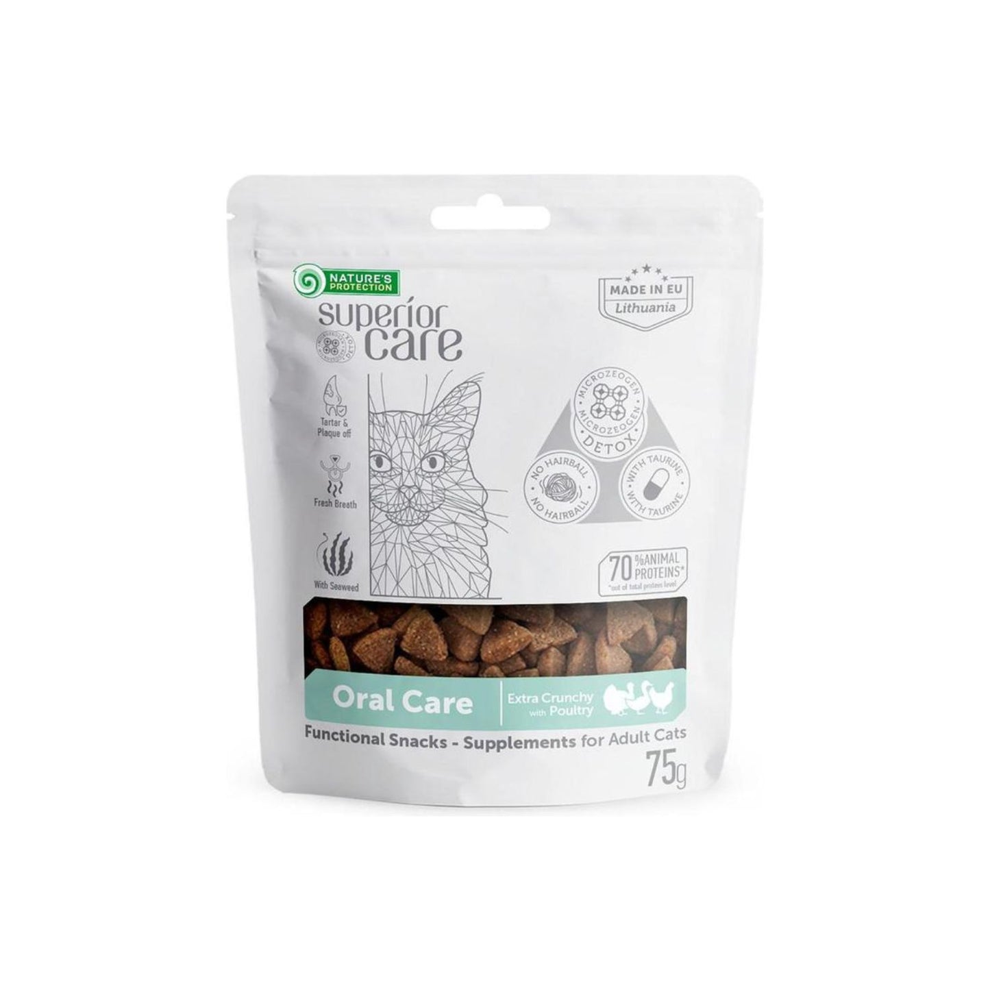 Nature's Protection Superior Care Recompense Oral Care pentru Pisici Adult, cu Pasare, 75g