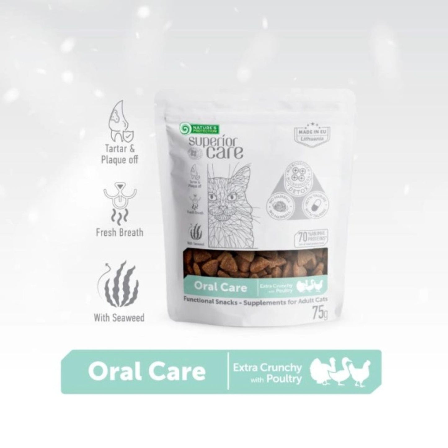 Nature's Protection Superior Care Recompense Oral Care pentru Pisici Adult, cu Pasare, 75g