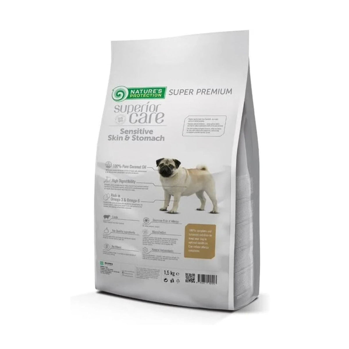 Nature's Protection Superior Care Sensitive Skin & Stomach, Hrana Uscata pentru Caini Adult Talie Mica, cu Miel, 1.5kg