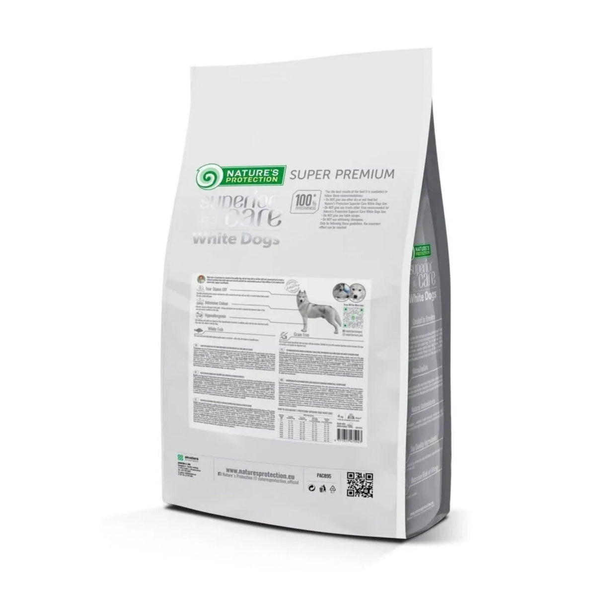 Nature's Protection Superior Care White Dogs, Hrana Uscata pentru Caini Toate Varstele, Toate Rasele, cu Peste Alb, Fara Cereale, 4kg / 10kg