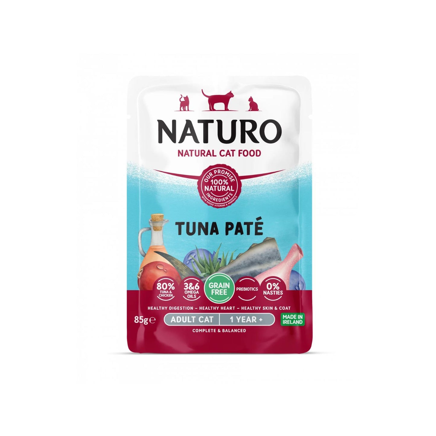 Naturo Adult Cat, Hrana Umeda Mousse pentru Pisici Adult, cu Ton si Pui, Fara Cereale, 85g