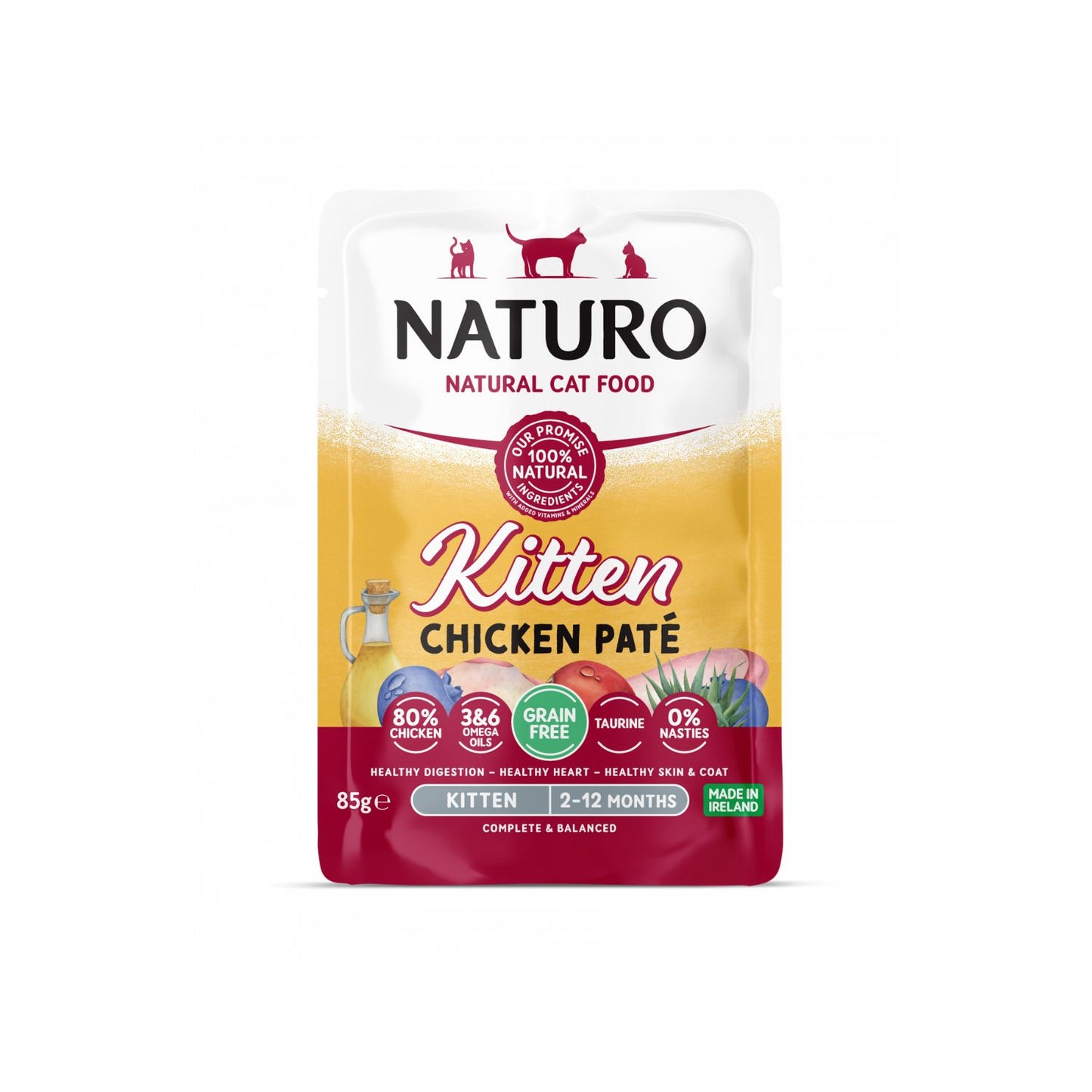 Naturo Kitten, Hrana Umeda Mousse pentru Pisici Junior, cu Pui, Fara Cereale, 85g