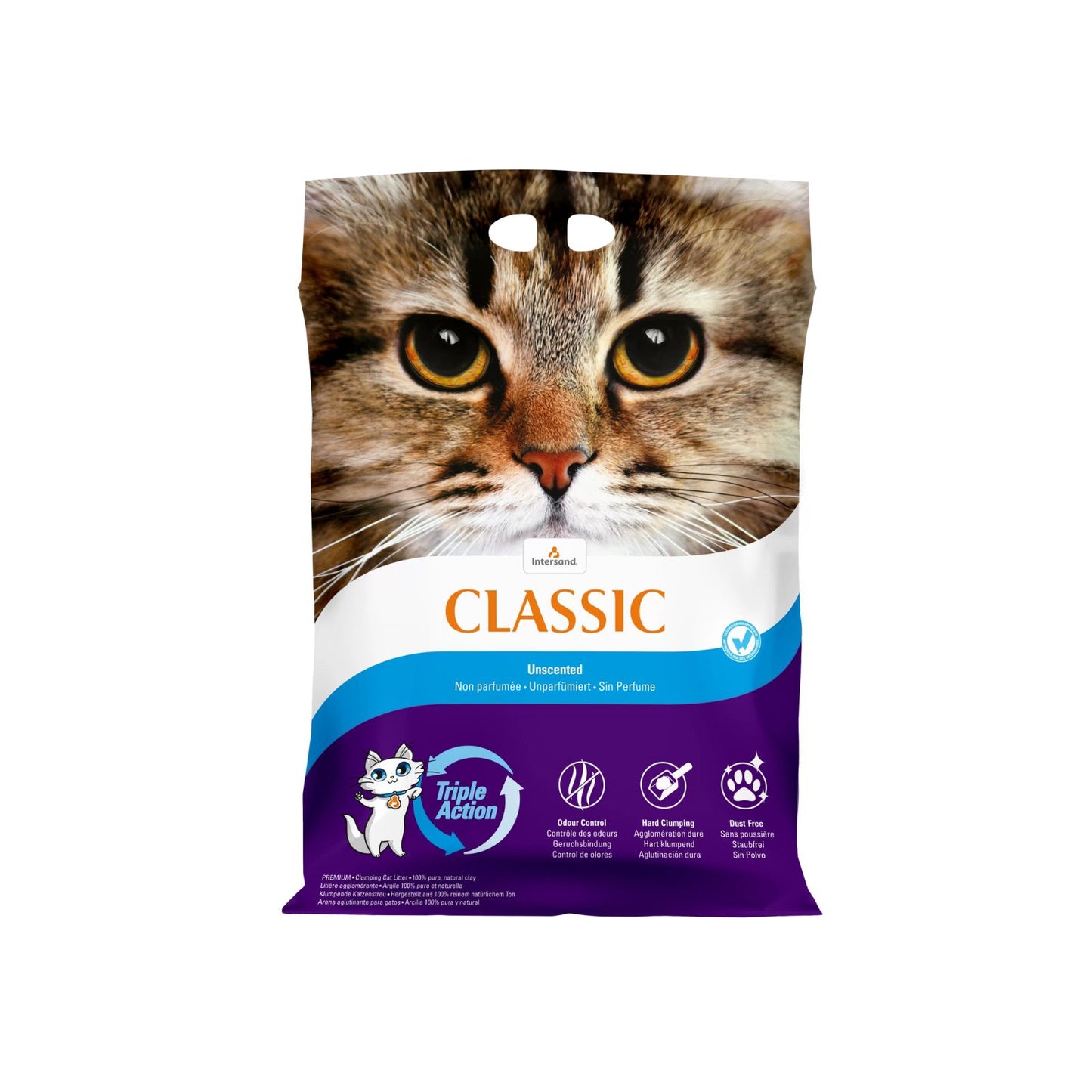 Nisip Intersand Classic Simple, Bentonita Premium Canadiana Fara Parfum, 7kg