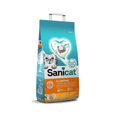 Nisip pentru litiera Sanicat Clumping Aglomerant cu Vanilie si Mandarine 8L