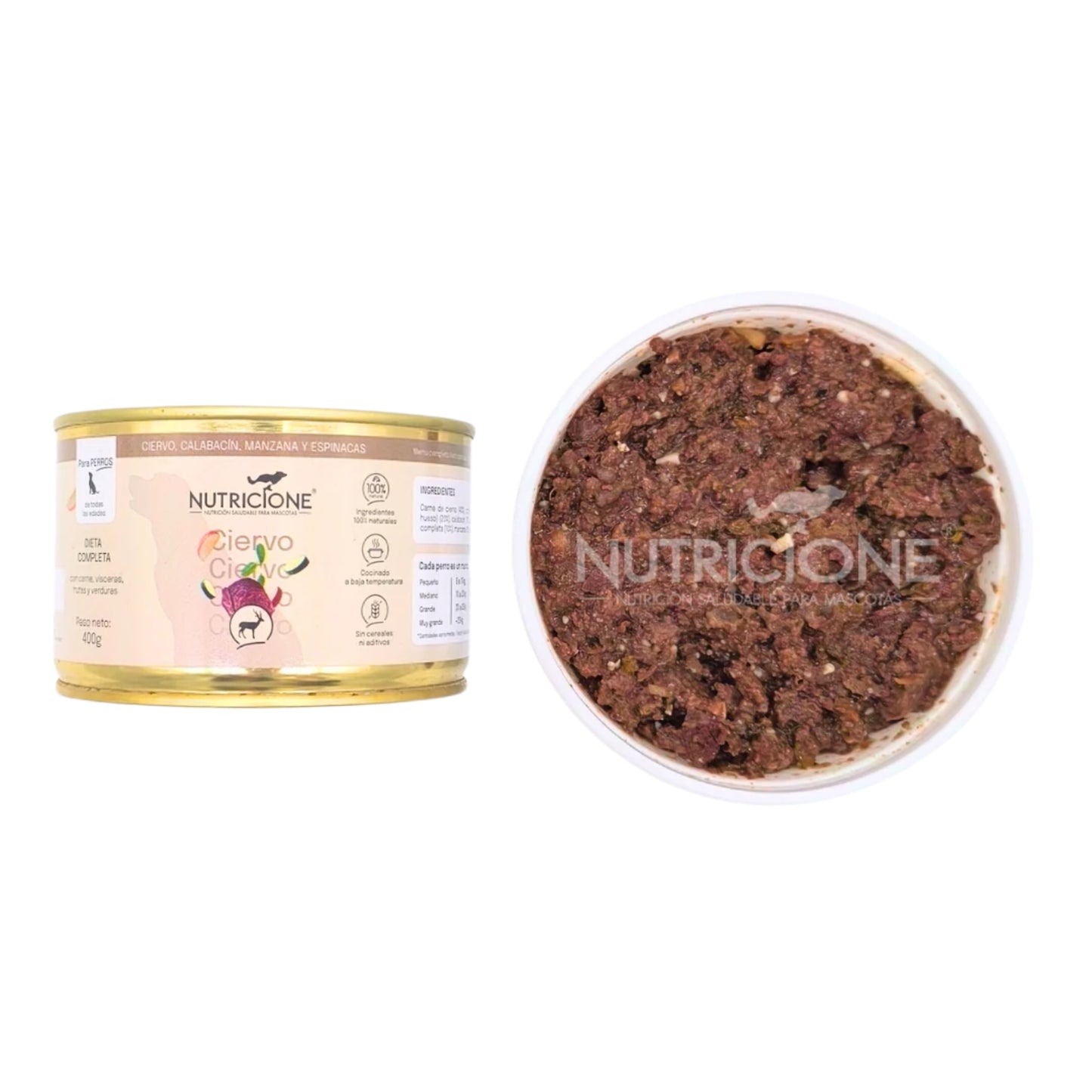 Nutricione Hrana Umeda Gatita Completa pentru Caini, Conserva cu Cerb, 400g/800g