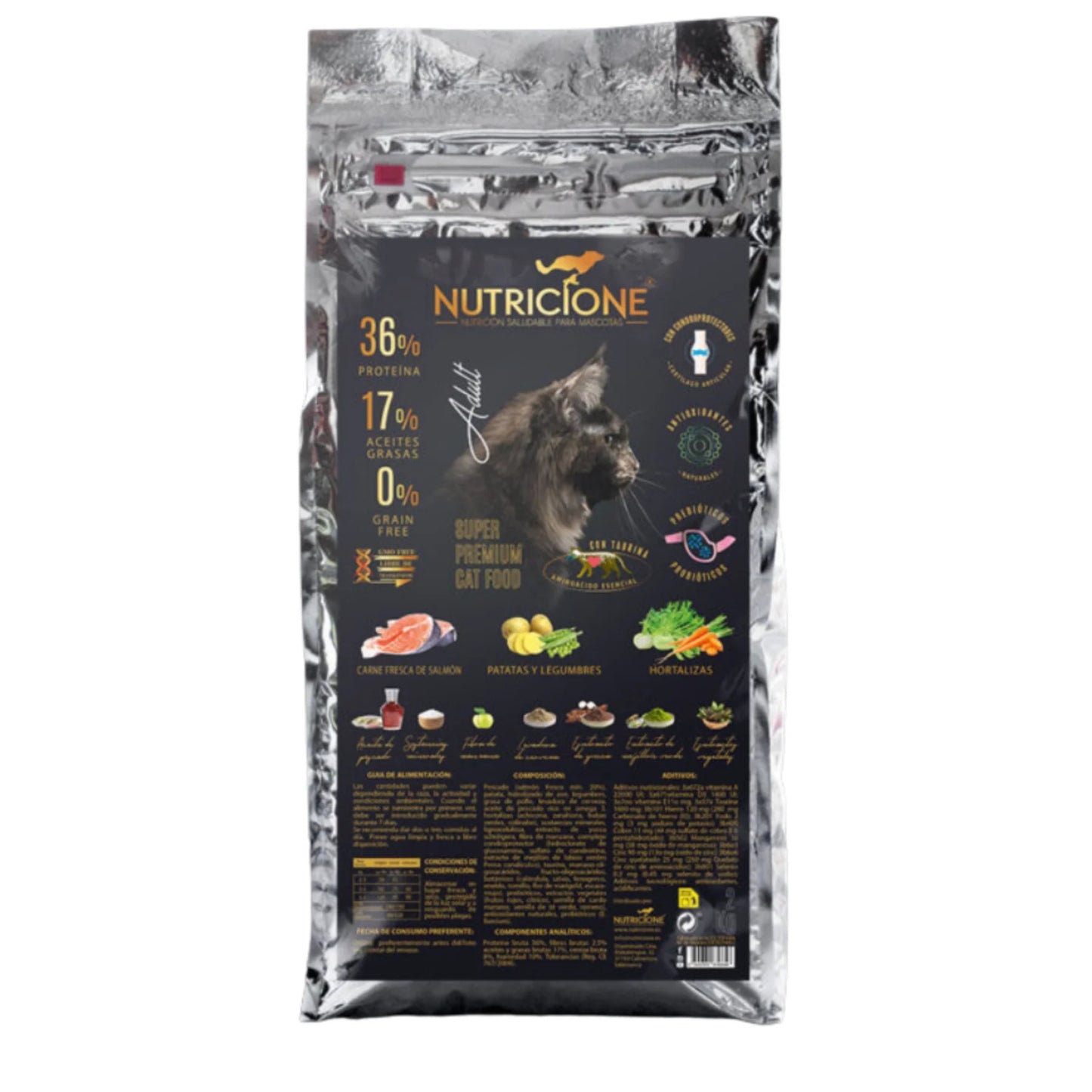 Nutricione Hrana Uscate pentru Pisici Adult, cu Carne Proaspata, Somon, Fara Cereale, 2 kg