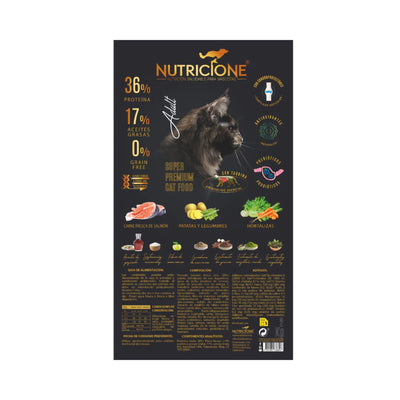 Nutricione Hrana Uscate pentru Pisici Adult, cu Carne Proaspata, Somon, Fara Cereale, 2 kg