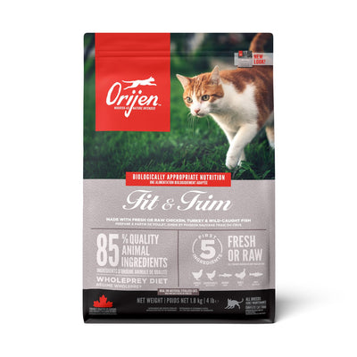ORIJEN Fit & Trim, Hrana Uscata pentru Pisici Adult, Controlul Greutatii, cu Pui, Hering si Curcan, Fara Cereale, 1.8kg / 5.4kg