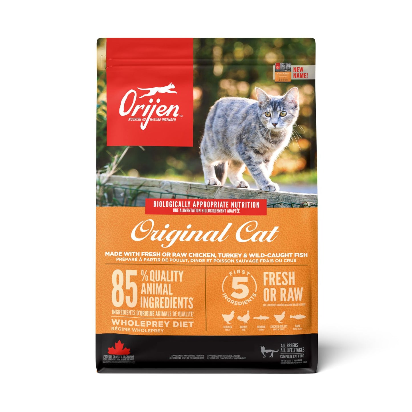 ORIJEN Original Cat, Hrana Uscata pentru Pisici, Toate Etapele de Viata, 85% Ingrediente Animale cu Pui, Curcan si Peste Salbatic, Fara Cereale, 1.8kg / 5.4kg