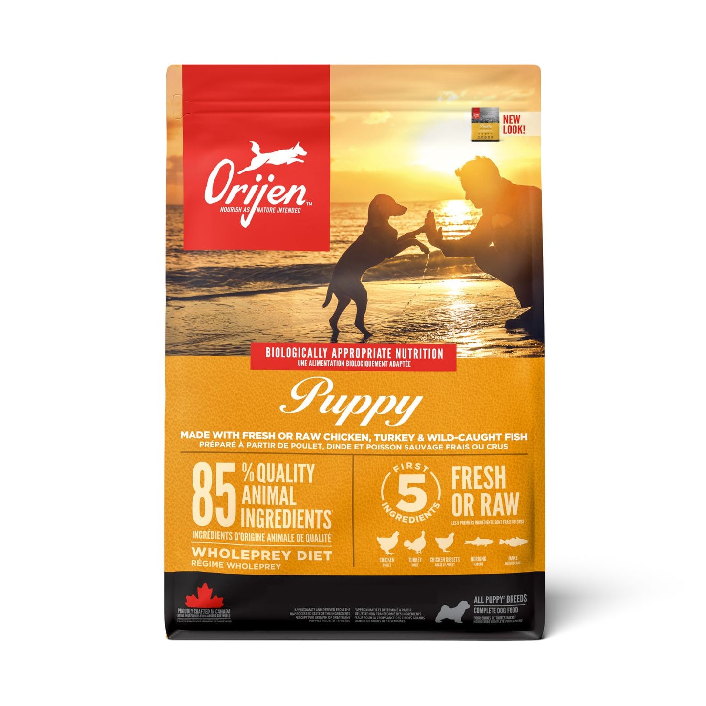 ORIJEN Puppy, Hrana Uscata Caini Junior, Toate Rasele, 85% Ingrediente Animale, cu Pui, Curcan si Peste, Fara Cereale, 6kg