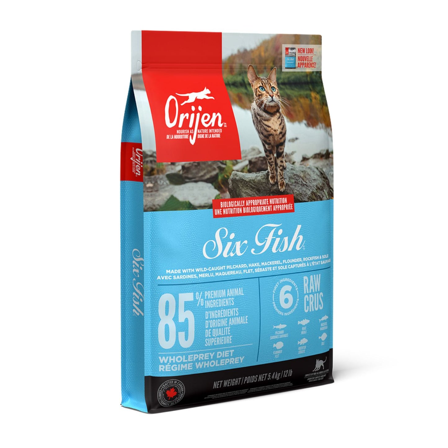 ORIJEN Six Fish, Hrana Uscata pentru Pisici, Toate Etapele de Viata, 85% Ingrediente din Peste, cu 6 Specii de Peste Salbatic, Fara Cereale, 1.8kg / 5.4kg