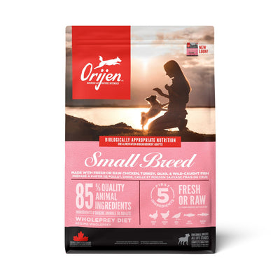 ORIJEN Small Breed, Hrana Uscata pentru Caini Talie Mica, Toate Etapele de Viata, 85% Ingrediente Animale, cu Pui, Curcan si Peste, Fara Cereale, 1.8kg / 4.5kg