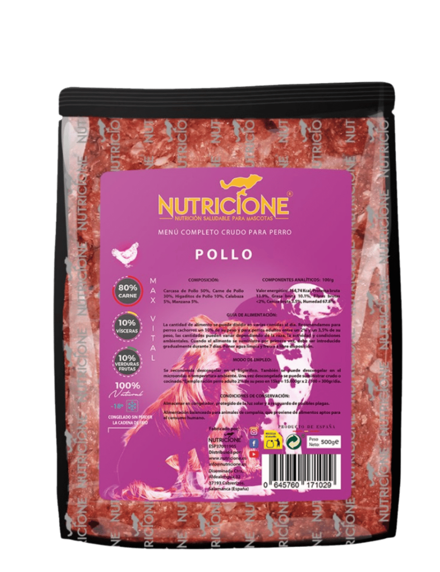 BARF complet pentru câini din carne de pui – Nutricione, ambalaj produs