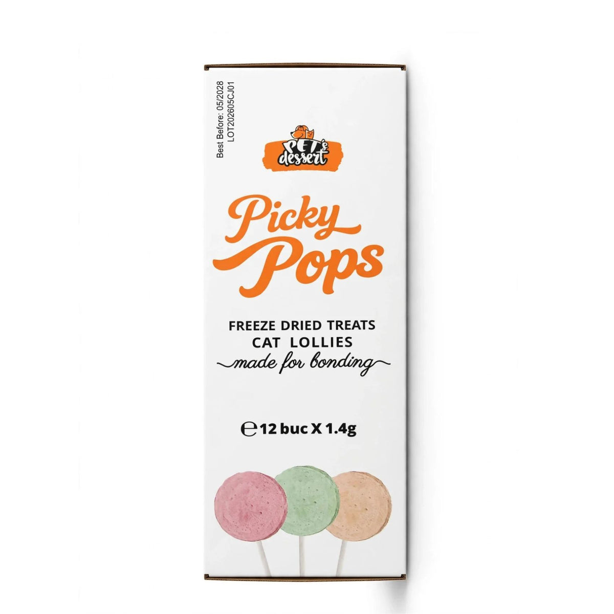Pet's Dessert Picky Pops acadele liofilizate pisici 3 arome somon dovleac iarba mâței 12x1,4g PAWS Mall