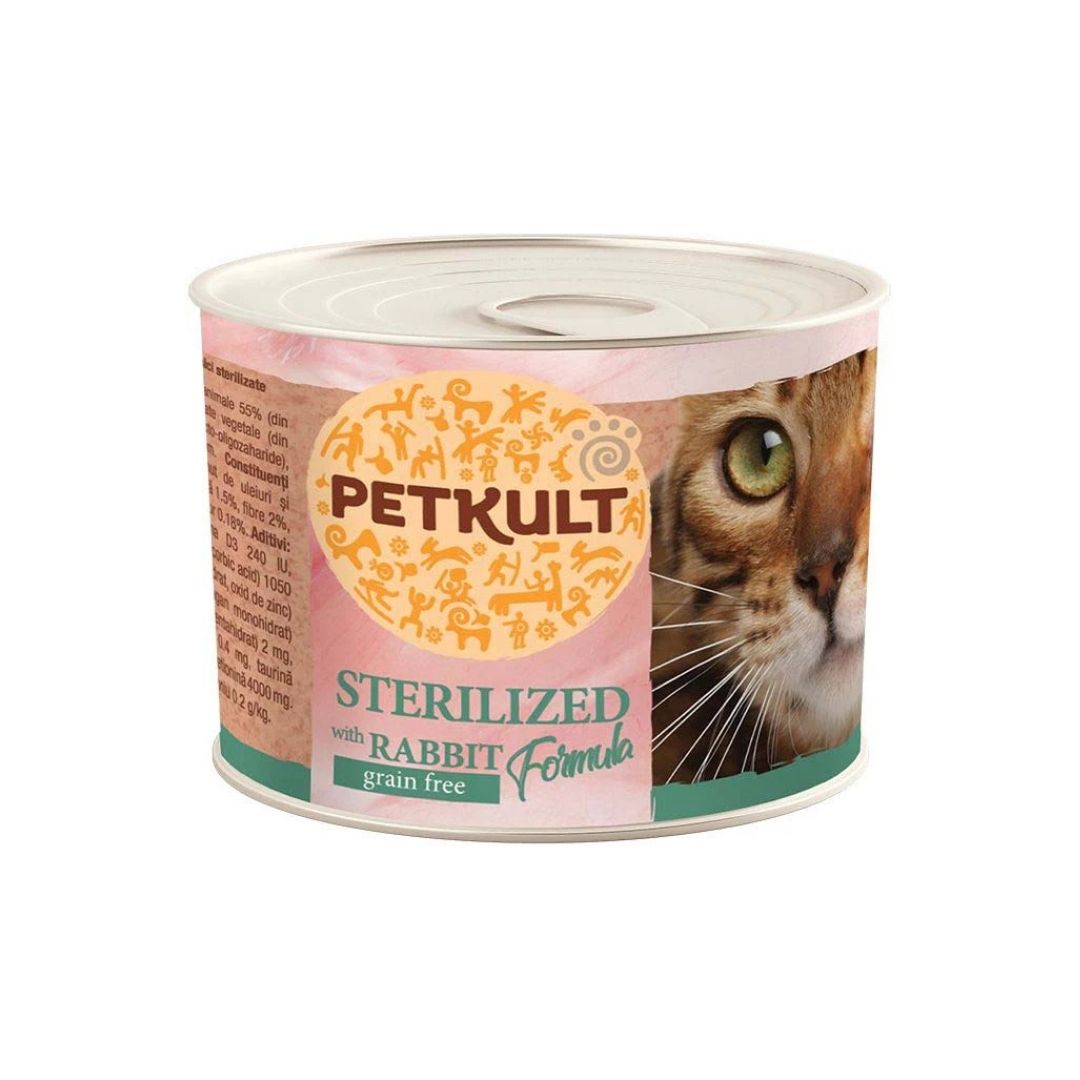 Petkult Hrana Umeda pentru Pisici Sterilizare, cu Iepure, Controlul Greutatii, 185g