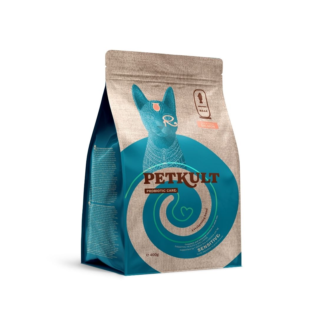 Petkult Probiotic Care Sensitive, Hrana Uscata pentru Pisici cu Somon, Digestie Sensibila, 400g / 2kg / 7kg