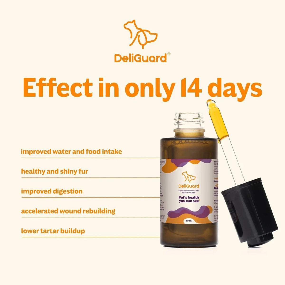 Postbiotic DeliGuard Suport Digestiv pentru Caini si Pisici, 30ml