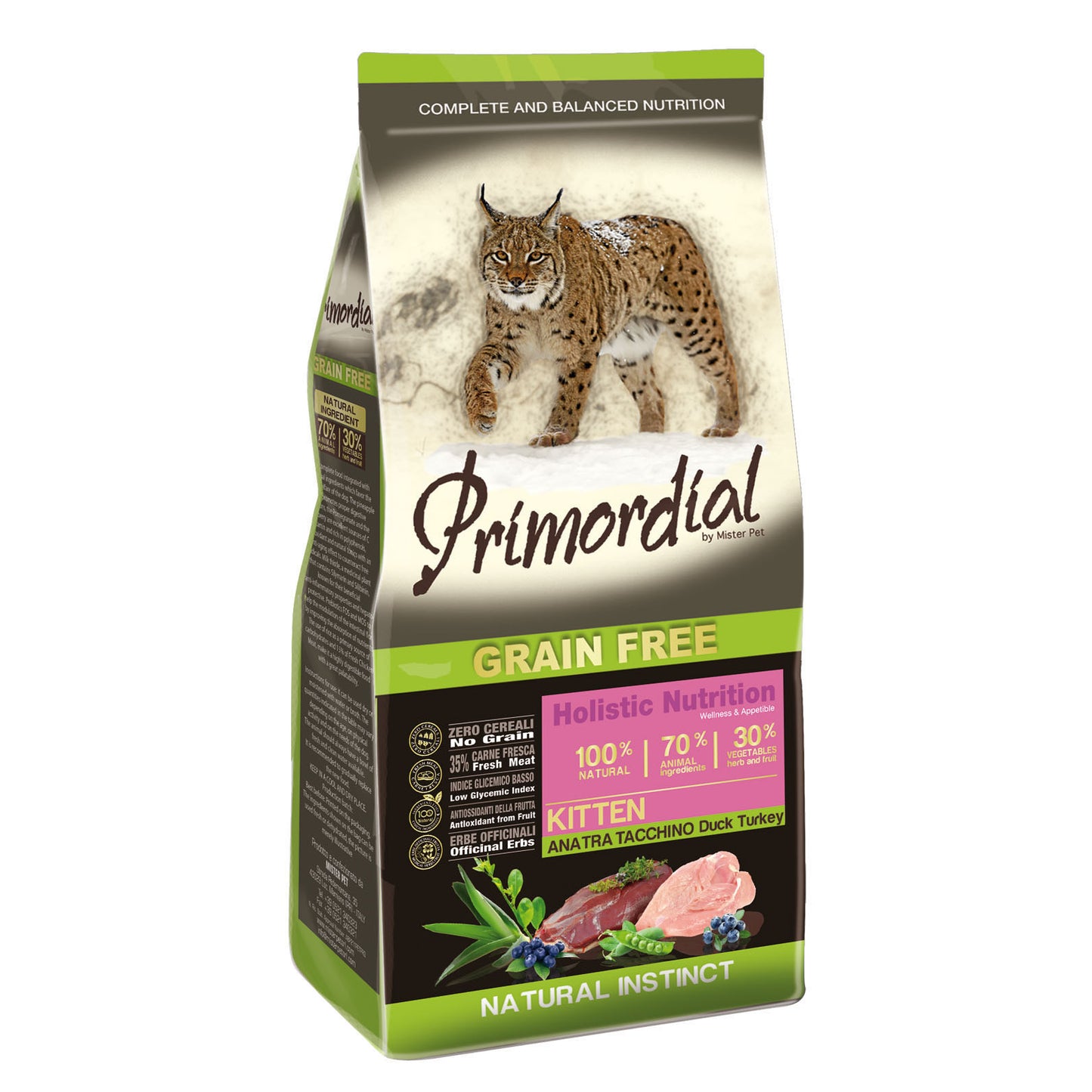 Primordial Holistic Kitten, Hrana Uscata pentru Pisici Junior, cu Rata si Curcan, Fara Cereale, 400g / 2kg