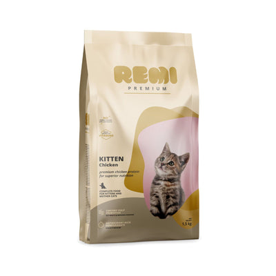 REMI Premium Kitten cu Pui, Hrana Uscata Completa pentru Pisoi (1-12 luni), 400g / 1.5kg / 8kg