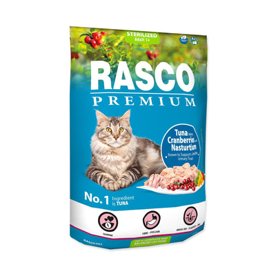 Rasco Premium Sterilized Hrana Uscata pentru Pisici Sterilizate, cu Ton si Merisoare, 400g / 2kg