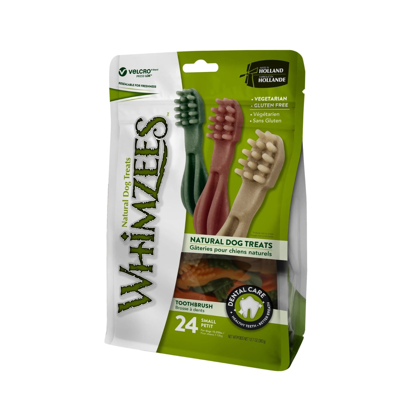 Recompensa Dentara Caini WHIMZEES Toothbrush S, Igiena Orala Completa, Fara Cereale, Talie Mica (7-12kg), 24 Bucăți