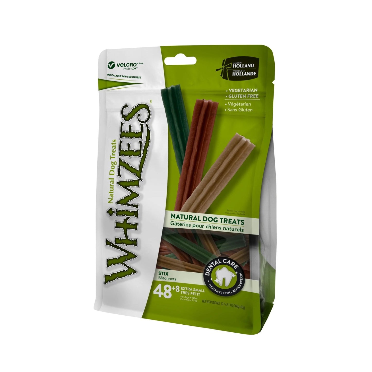 Recompensa Dentara Caini WHIMZEES Stix XS, Igiena Orala Completa, Fara Cereale, Talie Mica (2-7kg), 56 Bucati