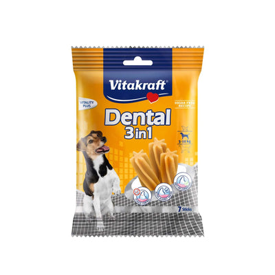 Recompense Dentare Vitakraft Dental 3in1 Small – Igiena Orala Completa, Talie Mică (5-10 kg), 120g