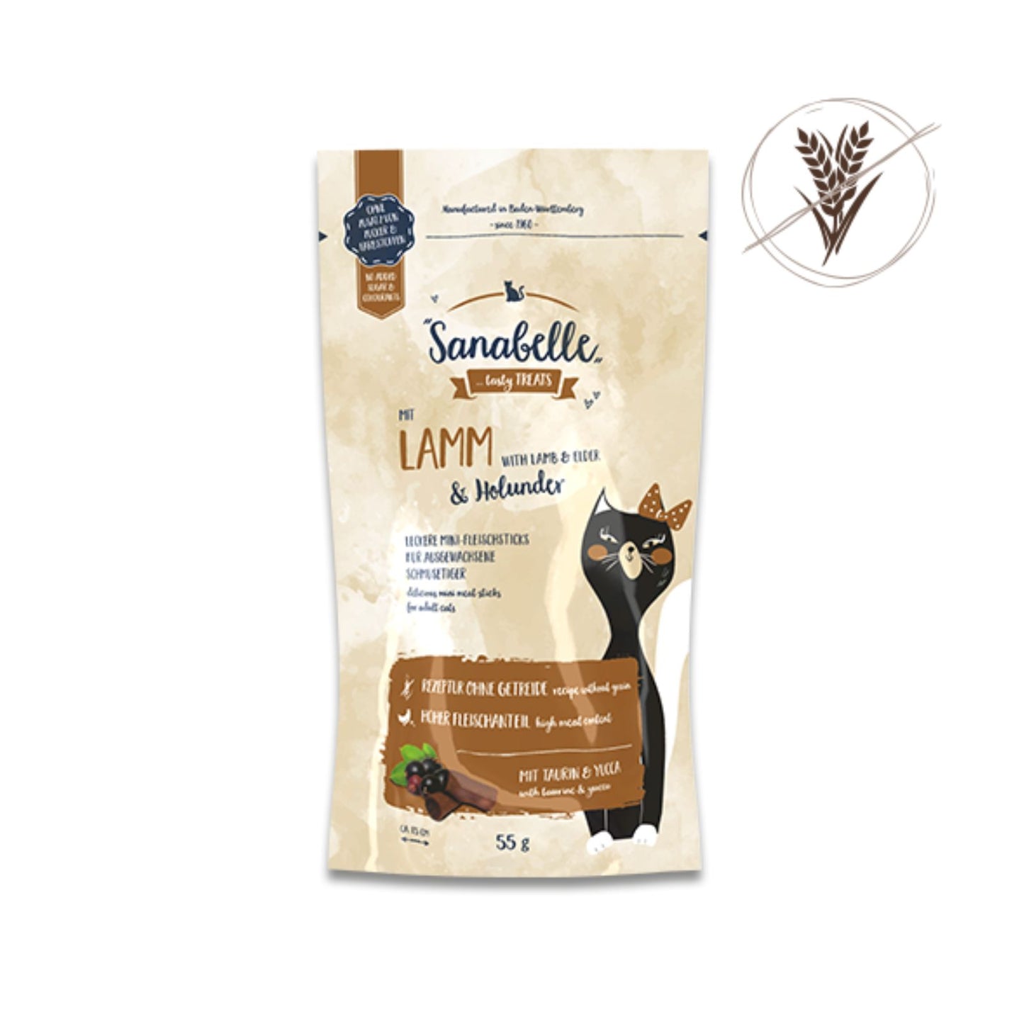 Recompense Pisica Sanabelle Mini Meat Sticks, Grain Free, cu Miel si Soc, 55g