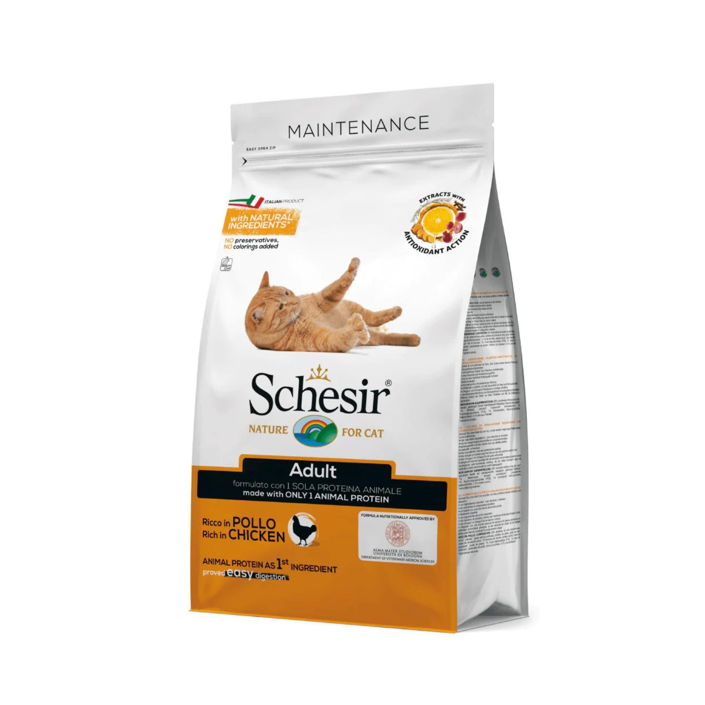 Schesir Adult Rich In Chicken, Hrana Uscata pentru Pisici Adulte, Monoproteica, cu Pui, 400g / 10kg