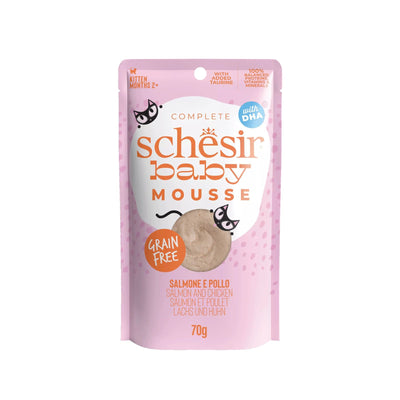 Schesir Baby, Hrana Umeda pentru Pisici Junior, Mousse cu Somon si Pui, Fara Cereale, 70g