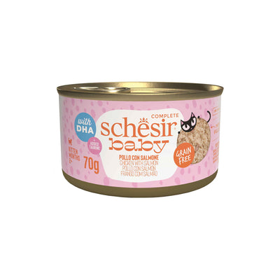 Schesir Baby, Hrana Umeda pentru Pisici Junior, Supa cu Pui si Somon, Fara Cereale, 70g