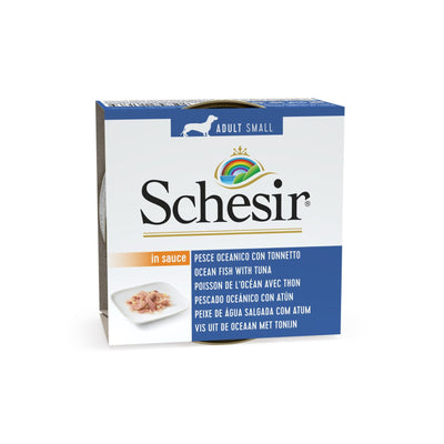 Schesir Hrana Umeda Complementara pentru Caini Adult Talie Mica, cu Peste Oceanic si Ton 85g