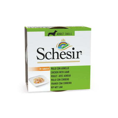 Schesir Hrana Umeda Complementara pentru Caini Adult Talie Mica, cu Pui si Miel, 85g