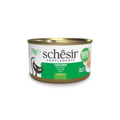 Schesir Hrana Umeda Complementara pentru Pisici Adult, Conserva cu Pui in Jeleu 70g