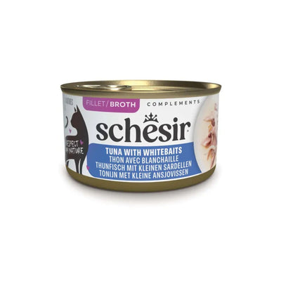Schesir Hrana Umeda Complementara pentru Pisici Adult, Conserva cu Ton si Ansoa in Supa 70g