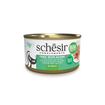 Schesir Hrana Umeda Complementara pentru Pisici Adult, File de Ton cu Alge Marine in Jeleu, 70g