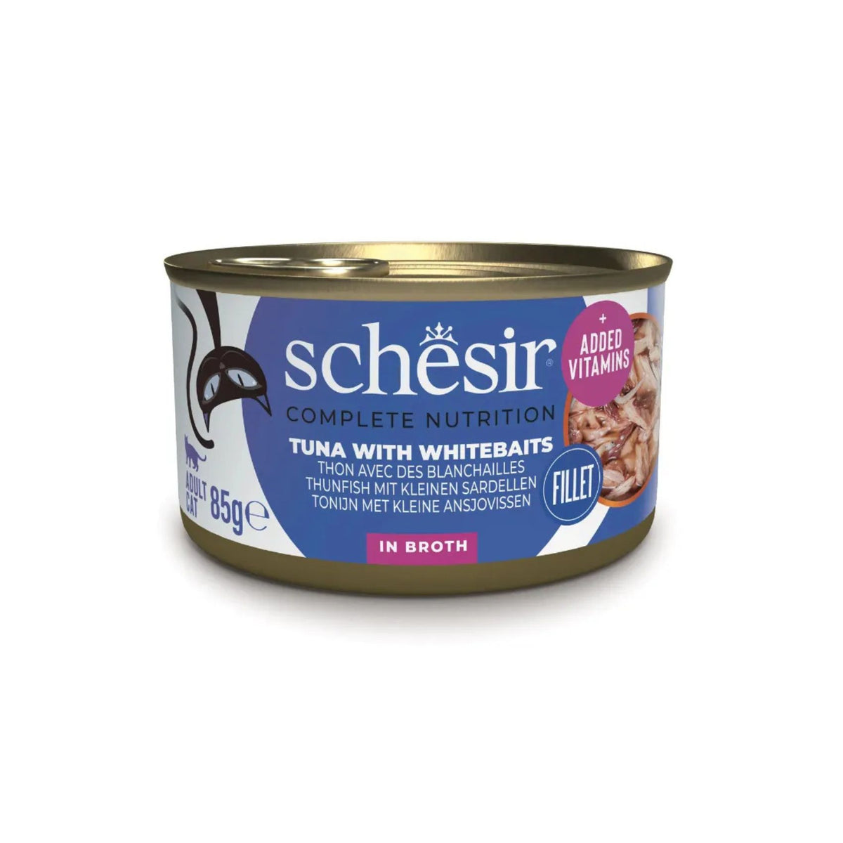 Schesir Hrana Umeda pentru Pisici Adult, Conserva cu Ton si Ansoa in Jeleu 85g