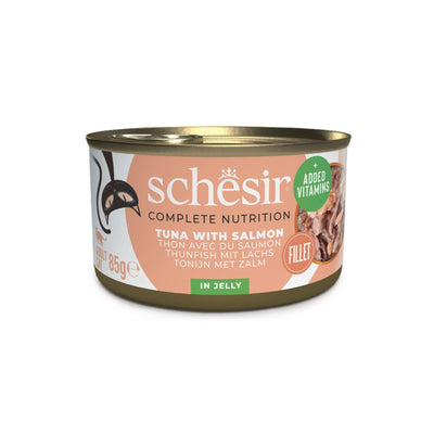Schesir Hrana Umeda pentru Pisici, Conserva Ton si Somon in Jeleu 85g
