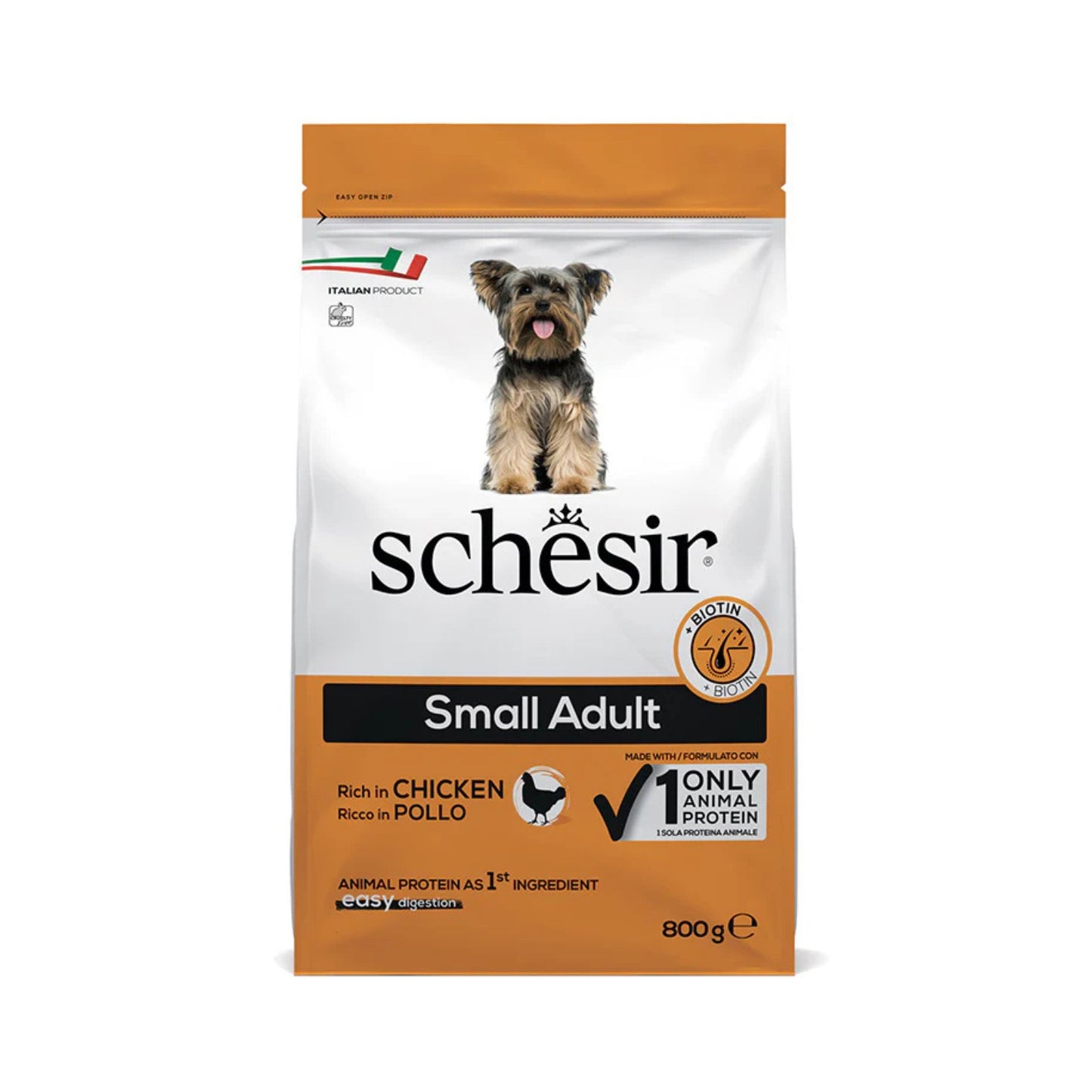 Schesir Small Adult Monoprotein cu Pui, Hrana Uscata pentru Caini Mici 800g