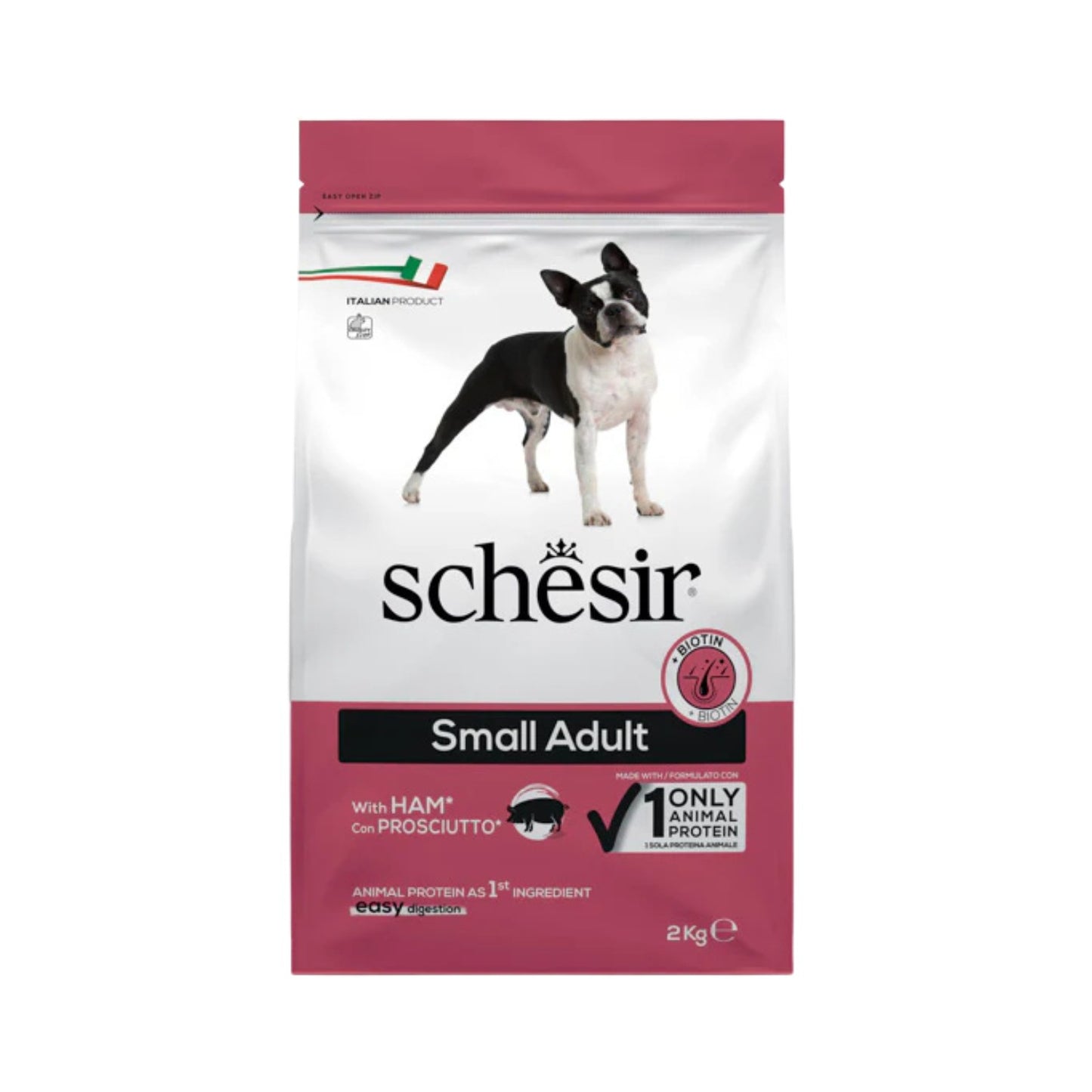Schesir Small Adult Monoprotein cu Sunca, Hrana Uscata Caini Mici 800g