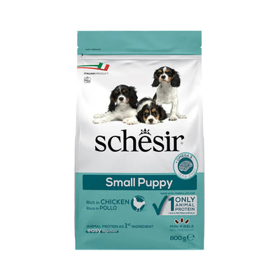 Schesir Small Puppy Monoprotein cu Pui, Hrana Uscata pentru Caini Junior de Talie Mica 800g