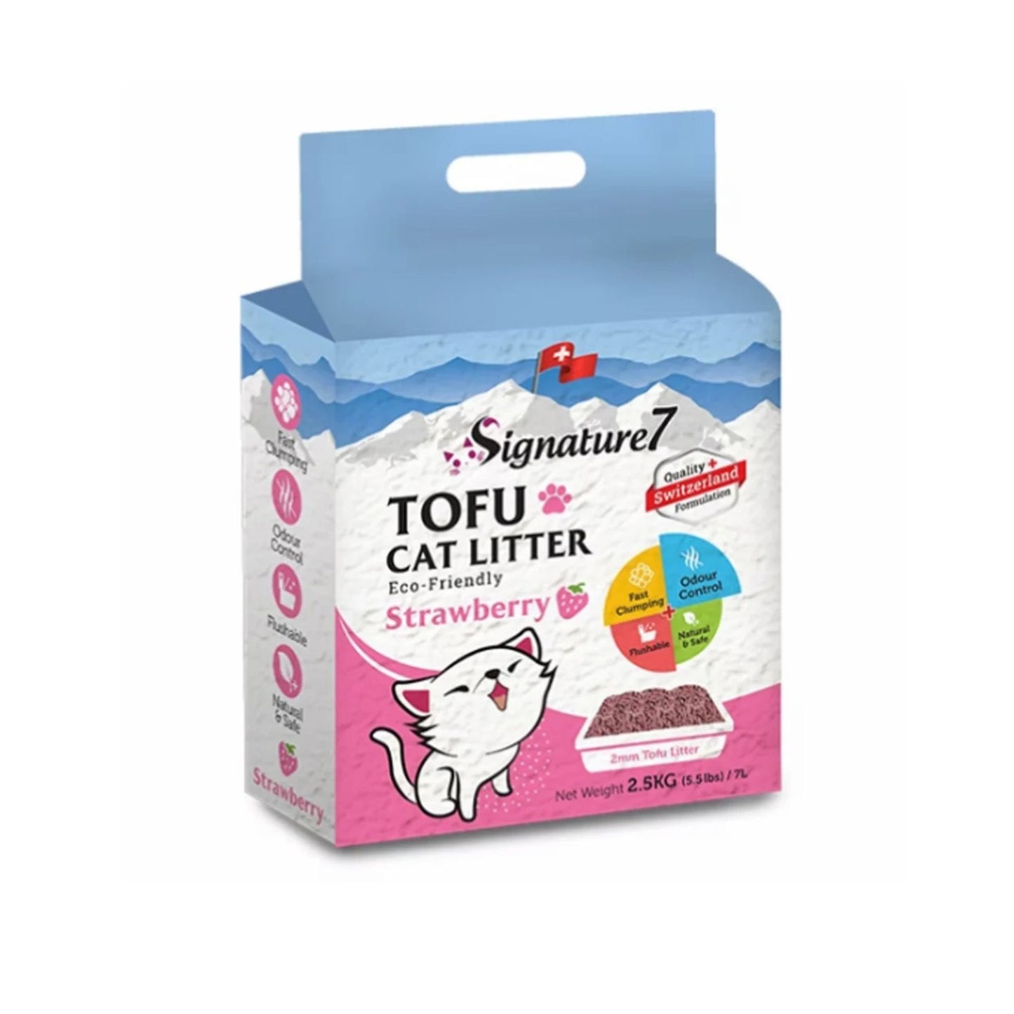 Signature7 Asternut Igienic Tofu pentru Pisici cu Aroma de Capsuni 7 L
